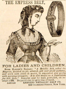 1870 Ad Antique Empress Metallic Belt Victorian Fashion Costume Accessory YPM3
