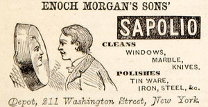 1870 Ad Antique Sapolio Cleaner Polish Soap Victorian Enoch Morgan's Sons YPM3