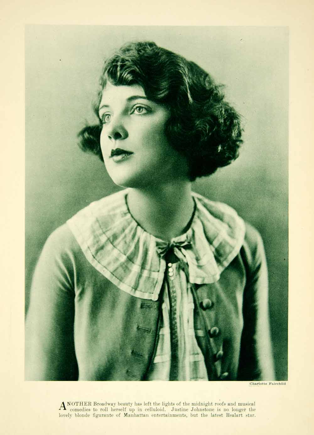 1920 Rotogravure Justine Johnstone Portrait Silent Film Actress Motion YPP1