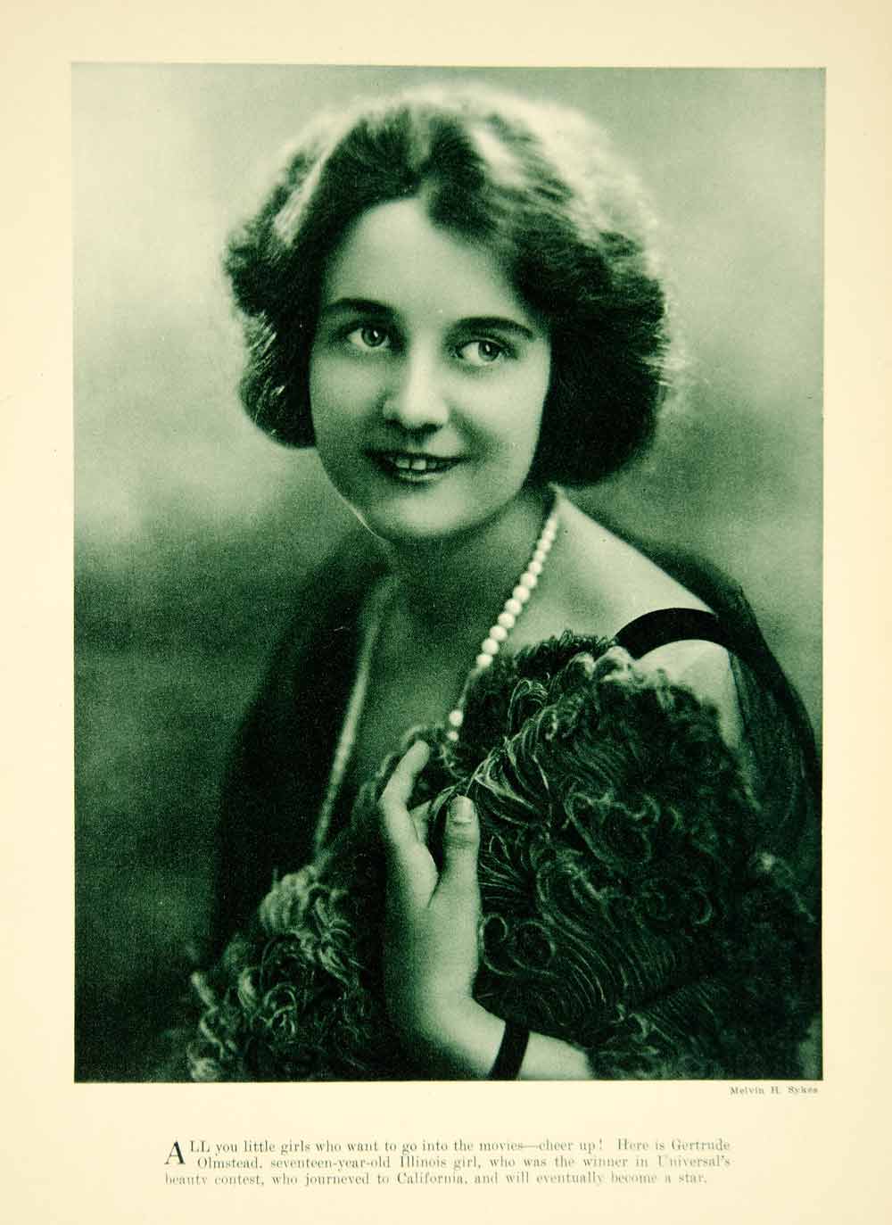 1920 Rotogravure Gertrude Olmstead Silent Film Actress Portrait Motion YPP1
