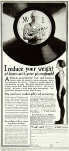1921 Ad Vintage Wallace Weight Loss Course Phonograph Records Exercise YPP2