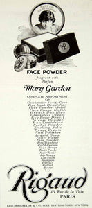 1921 Ad Mary Garden Parfum Perfume Face Powder Rigaud Cosmetics Paris YPP2