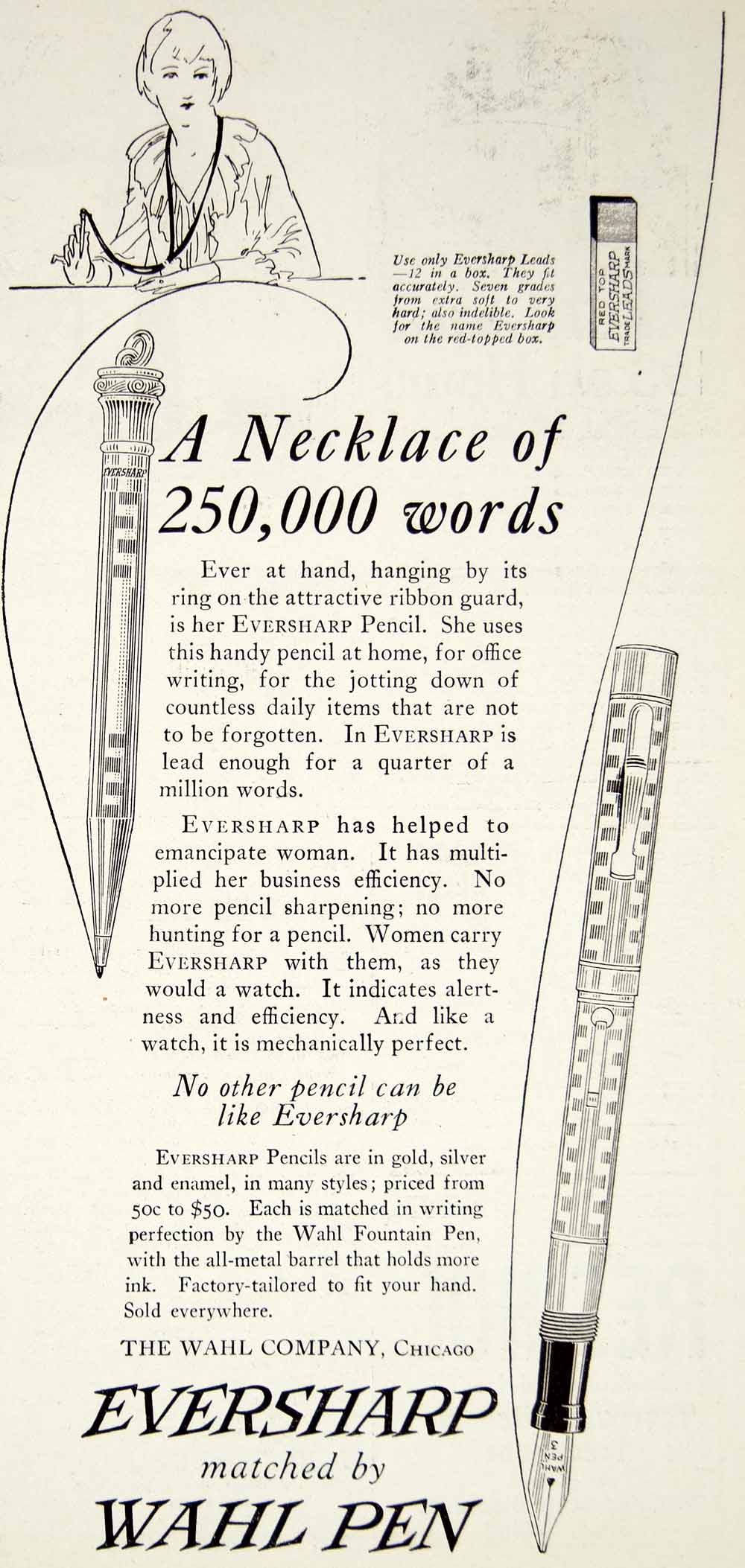1922 Ad Vintage Eversharp Pencil Wahl Company Fountain Pen Writing YPP2