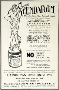 1923 Ad Vintage Quackery Slendaform Weight Reduction Fat Loss Nude Woman YPP2