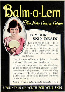 1923 Ad Vintage Balm-o-Lem Lemon Skin Lotion Bleaching Beauty Cream YPP2