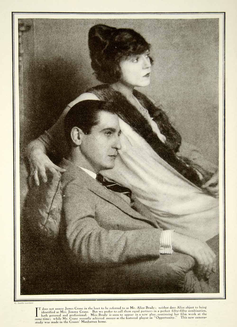 1921 Print Alice Brady James Crane Silent Film Actor Actress Portrait YPP2