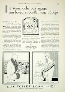 1927 Ad Vintage Lux Toilet Soap Art Deco French Face Skin Care Complexion YPP3
