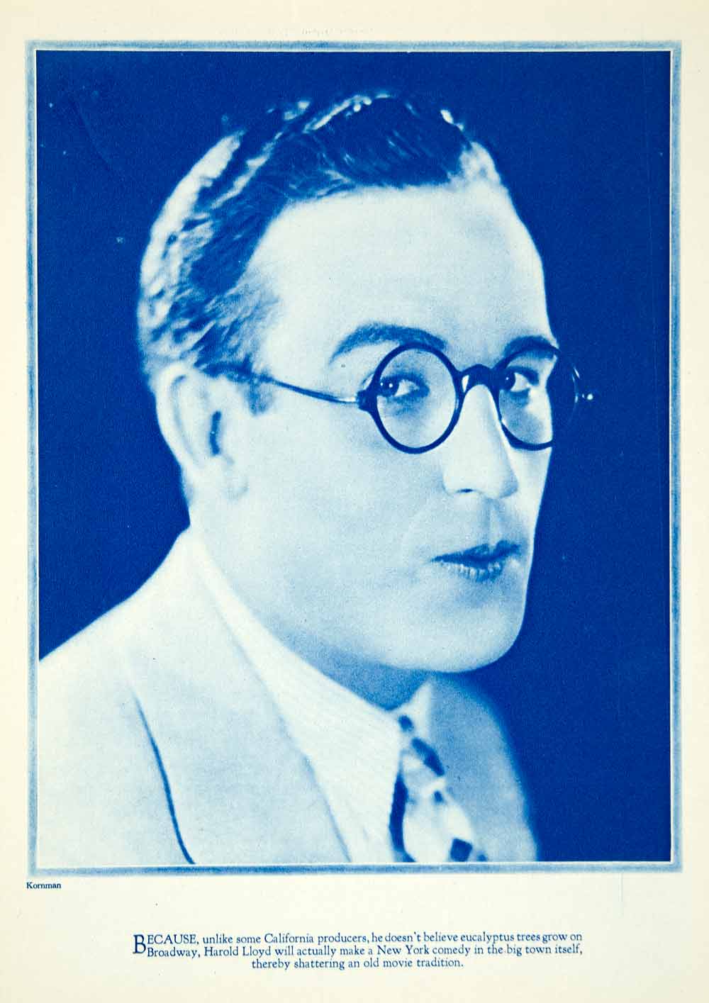 1927 Rotogravure Harold Lloyd Silent Film Comedian Portrait Glasses YPP3