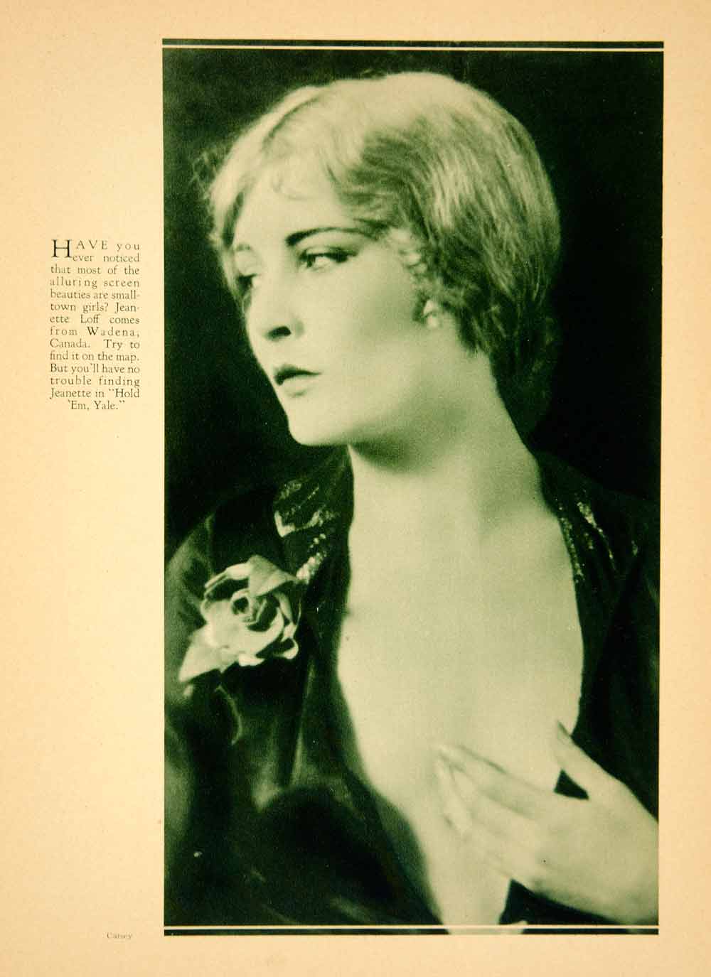 1928 Rotogravure Jeanettte Loff Silent Film Movie Actress Singer Hold 'Em YPP3