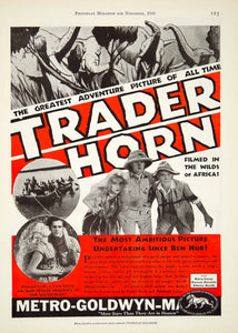 1930 Ad Movie Trader Horn Harry Carey Edwina Booth W S Van Dyke Africa MGM YPP4