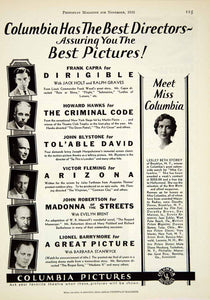 1930 Ad Columbia Pictures 1931 Movies Directors Talkies Miss Lesley Beth YPP4