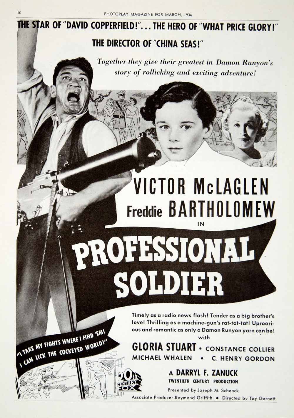 1936 Ad Movie Professional Soldier 1935 Film Victor McLaglen Freddie YPP4