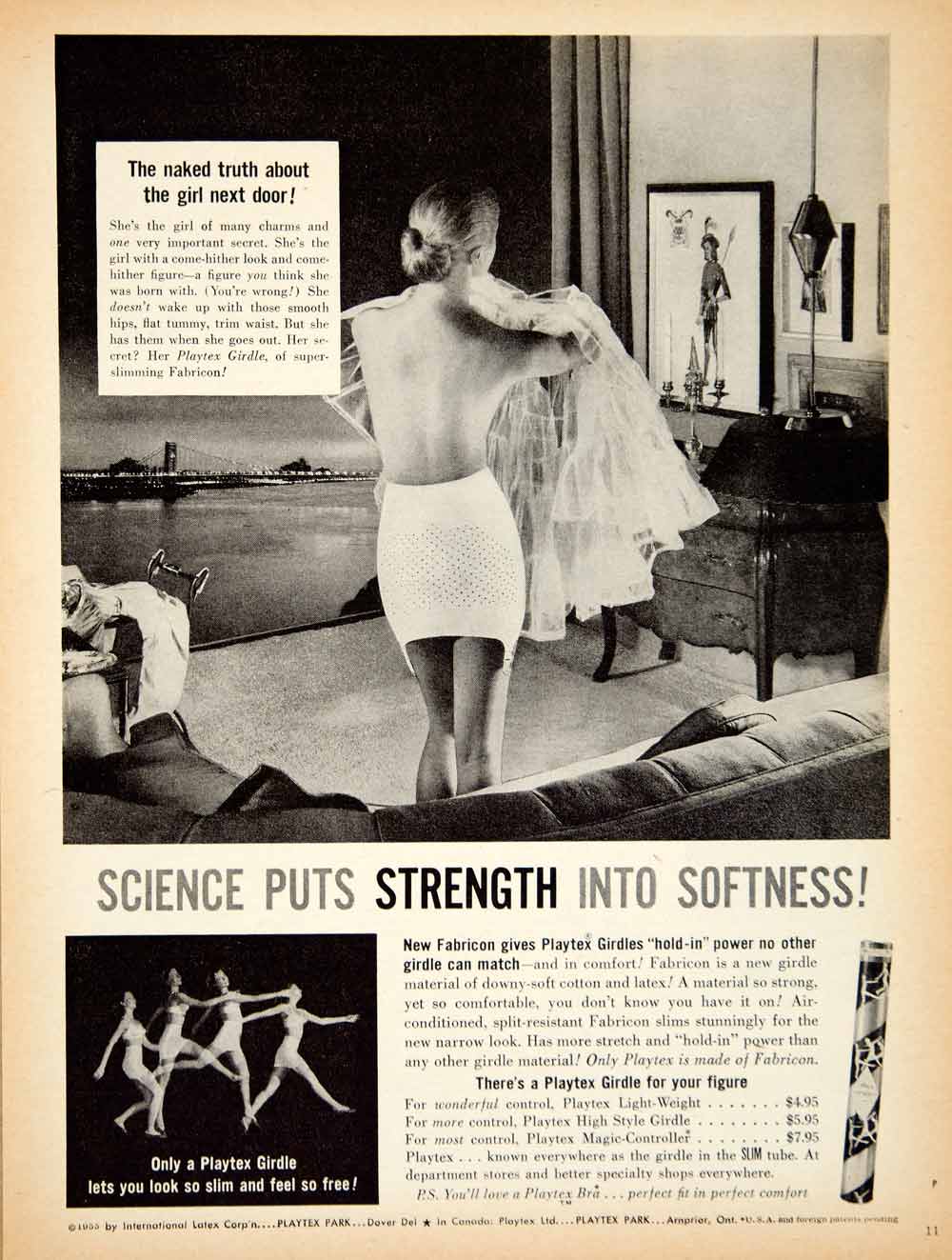 1956 Ad Vintage Playtex Girdle Fabricon Latex Foundation Garment