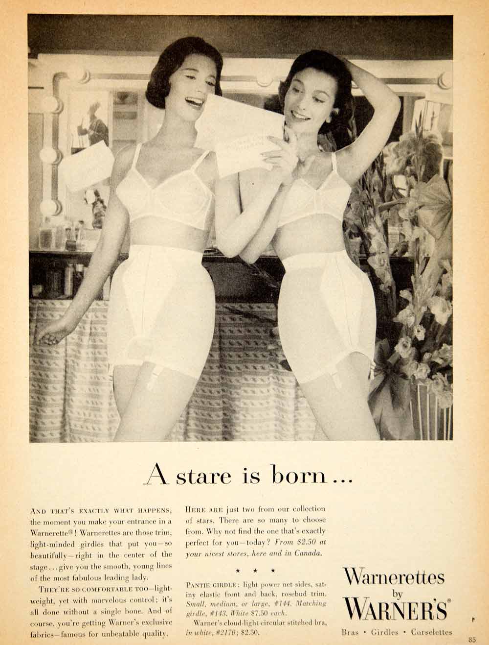 1956 Ad Vintage Warnerette Girdles Warner's Foundation Garment Underwear  YPP4