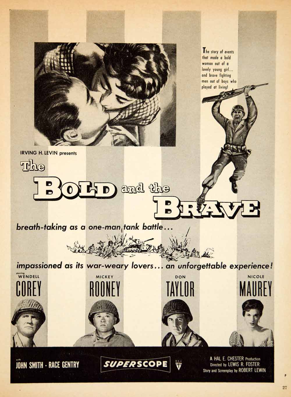1956 Ad Movie Bold and the Brave Wendell Corey Mickey Rooney Don Taylor YPP4