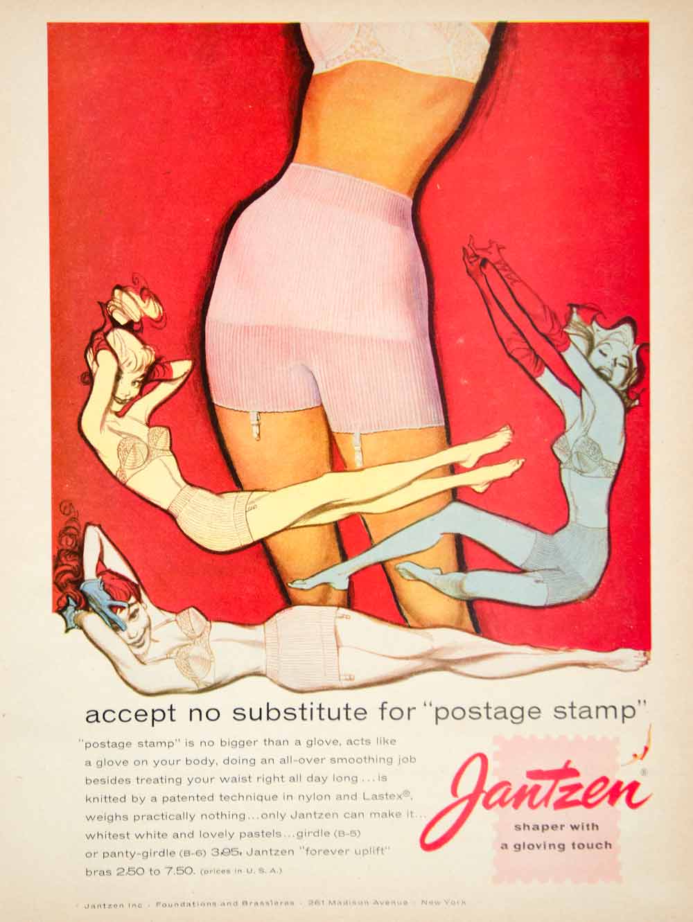 1956 Ad Vintage Jantzen Postage Stamp Girdle Panty-Girdle Bra Linger –  Period Paper Historic Art LLC