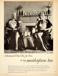 1957 Ad Vintage Chansonette Maidenform Bra I Dreamed Tea For Two Dream YPP4