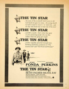 1957 Ad Movie Tin Star Henry Fonda Anthony Perkins Betsy Palmer Western YPP4