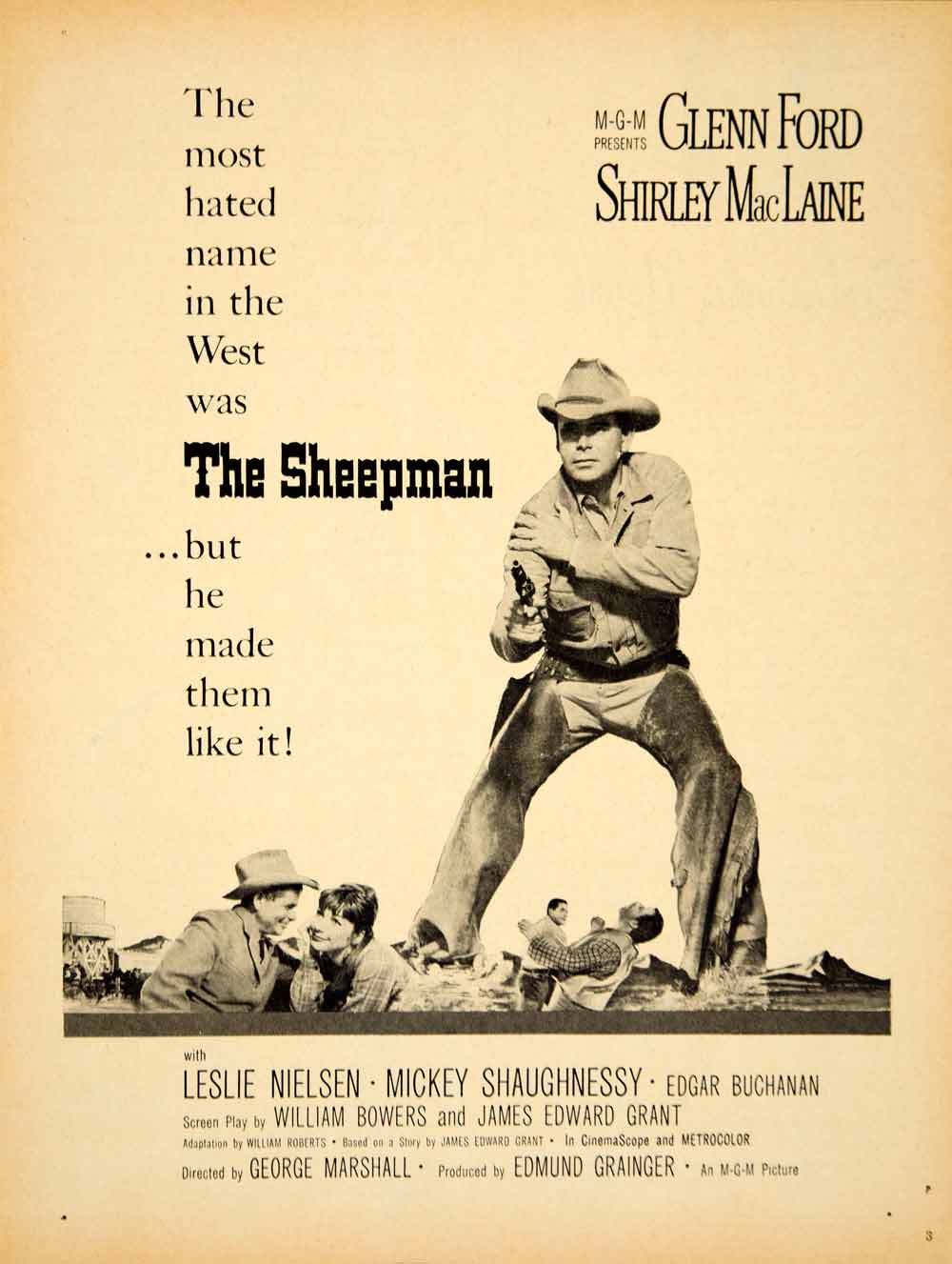 1958 Ad Movie Sheepman Glenn Ford Shirley MacLaine George Marshall MGM YPP4