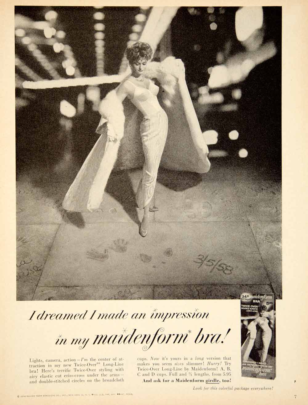 1958 Ad Vintage Maidenform Bra Twice-Over Long-Line I Dreamed