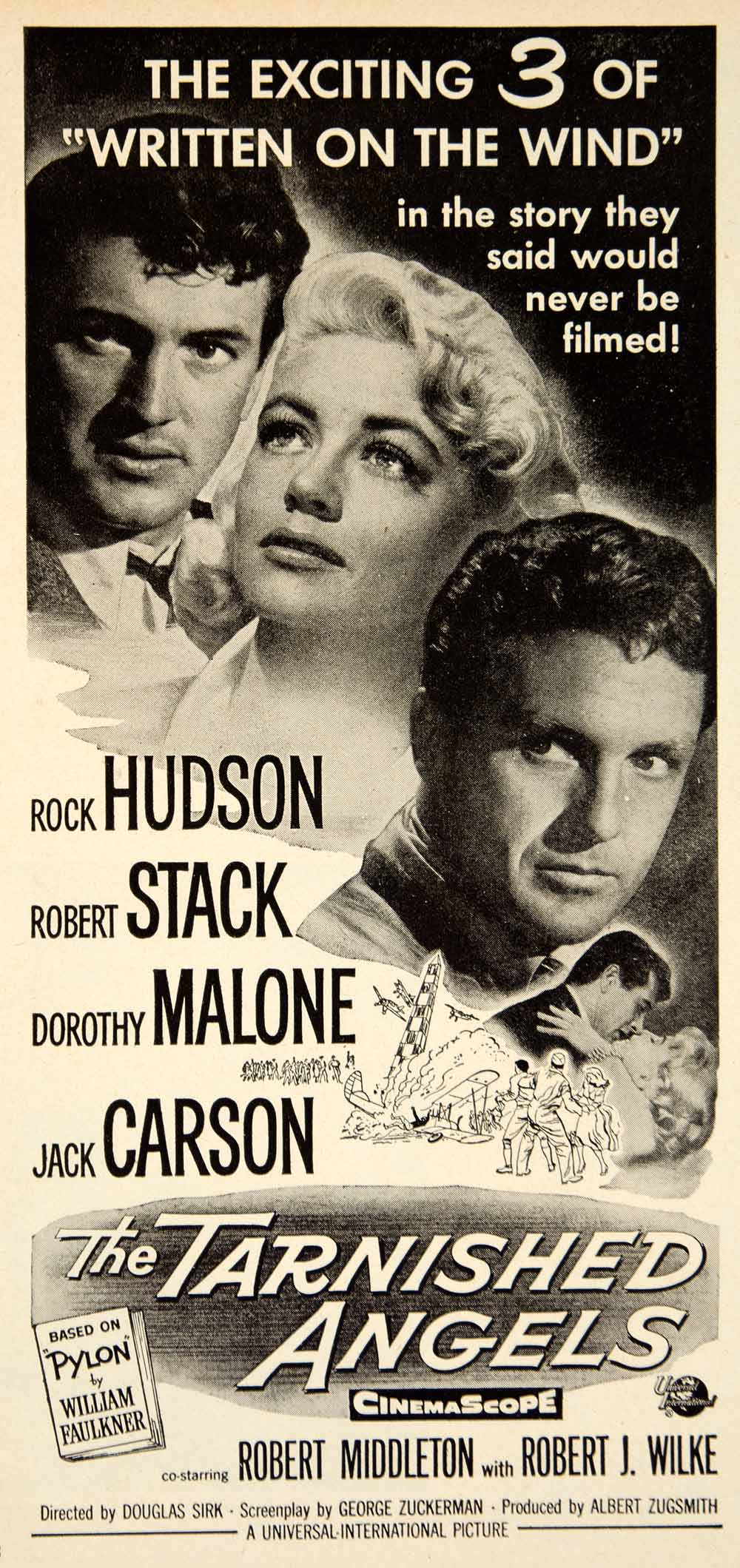 1958 Ad Movie Film Cinema Tarnished Angels Rock Hudson Robert Stack Romance YPP4