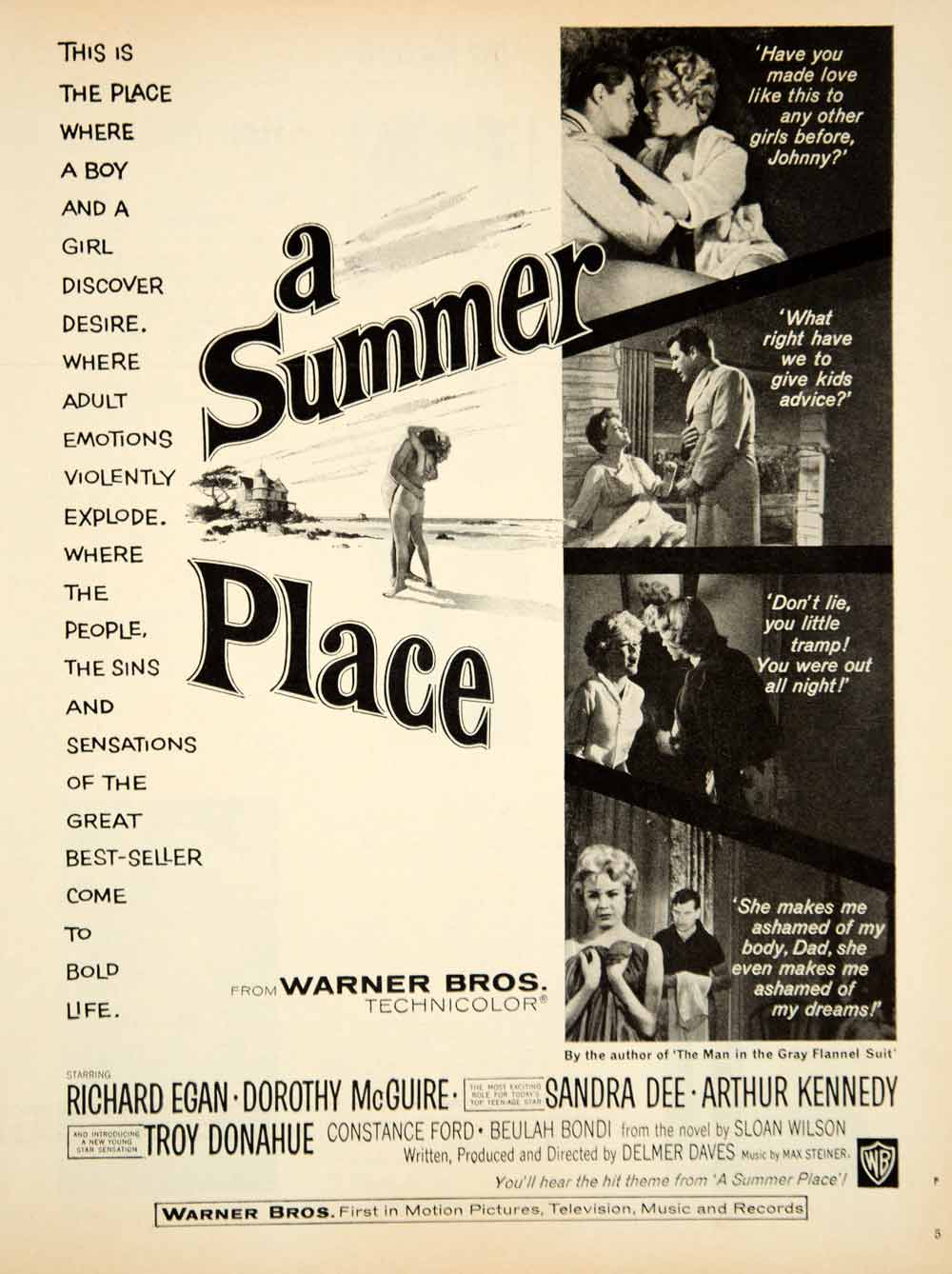 1959 Ad Movie Summer Place Delmer Daves Richard Egan Dorothy McGuire Sandra YPP5