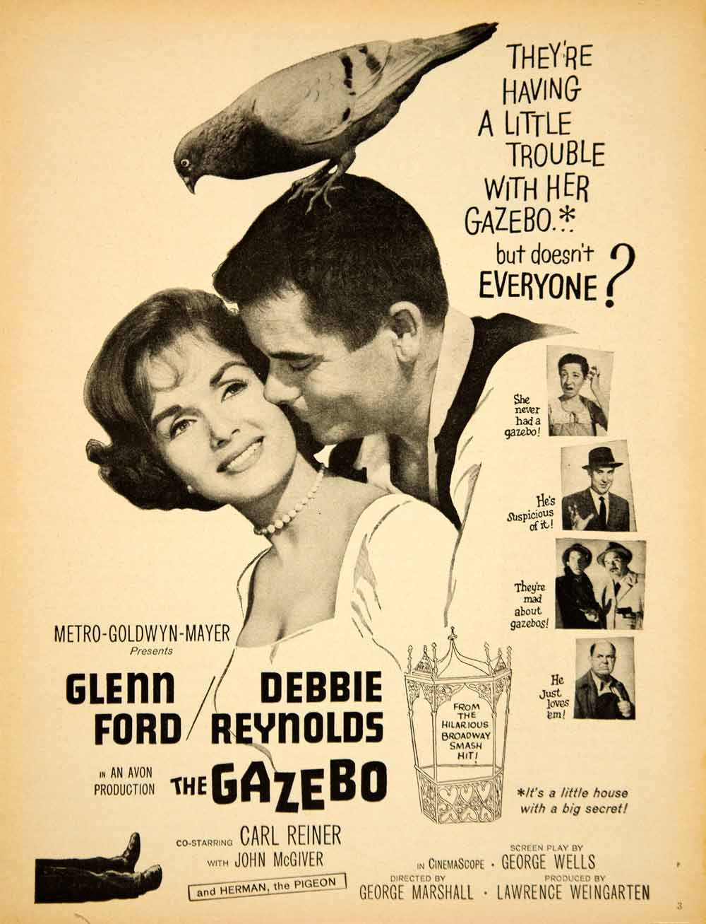 1960 Ad Movie Gazebo 1959 Film Glenn Ford Debbie Reynolds Carl Reiner YPP5