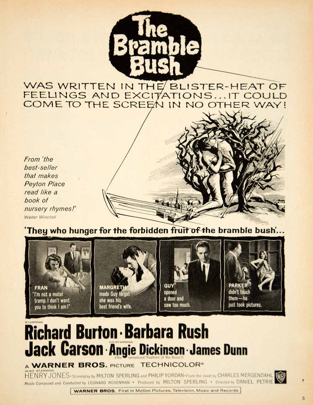 1960 Ad Movie Bramble Bush Richard Burton Barbara Rush Daniel Petrie W –  Period Paper Historic Art LLC