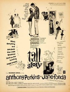 1960 Ad Movie Tall Story Anthony Perkins Jane Fonda Film Comedy Joshua YPP5