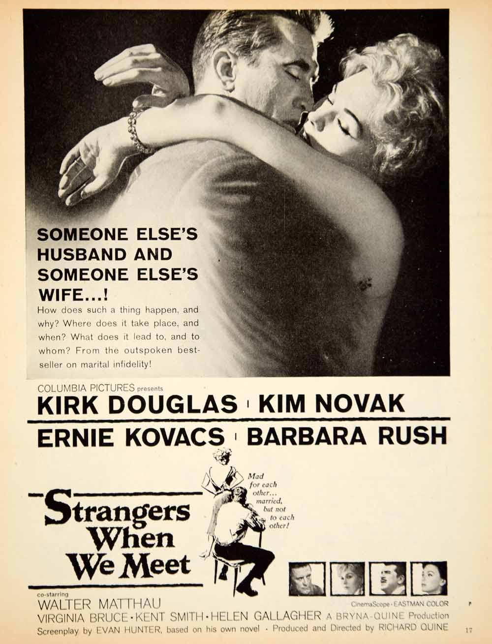 1960 Ad Movie Strangers When We Meet Kirk Douglas Kim Novak Richard Quine YPP5
