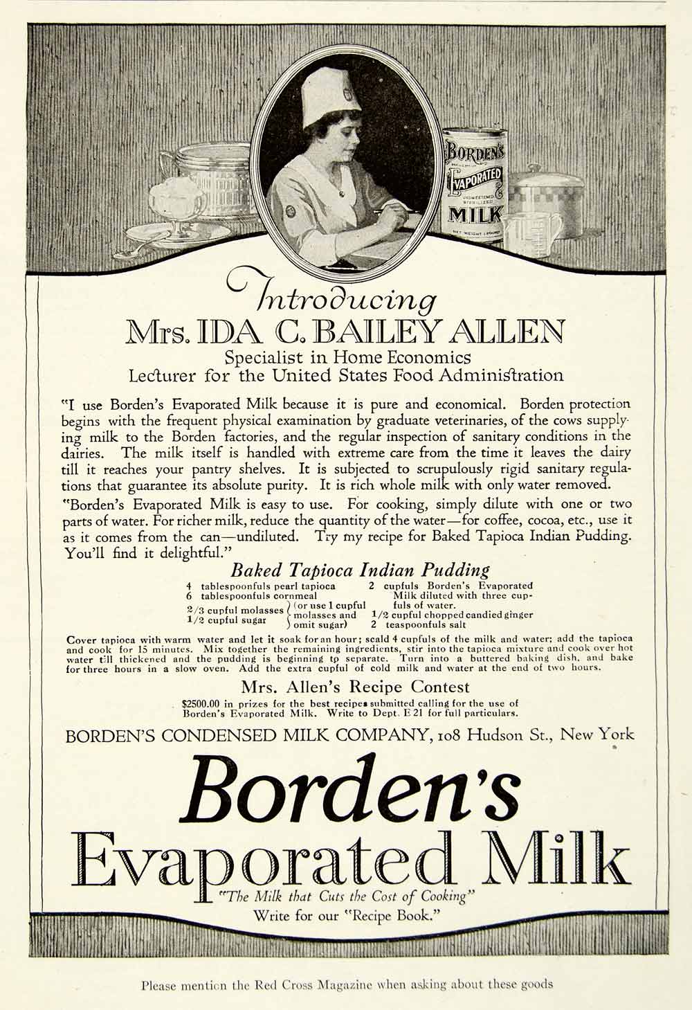 1918 Ad Bordens Evaporated Milk 108 Hudson St New York WWI Ida C Bailey YRC1