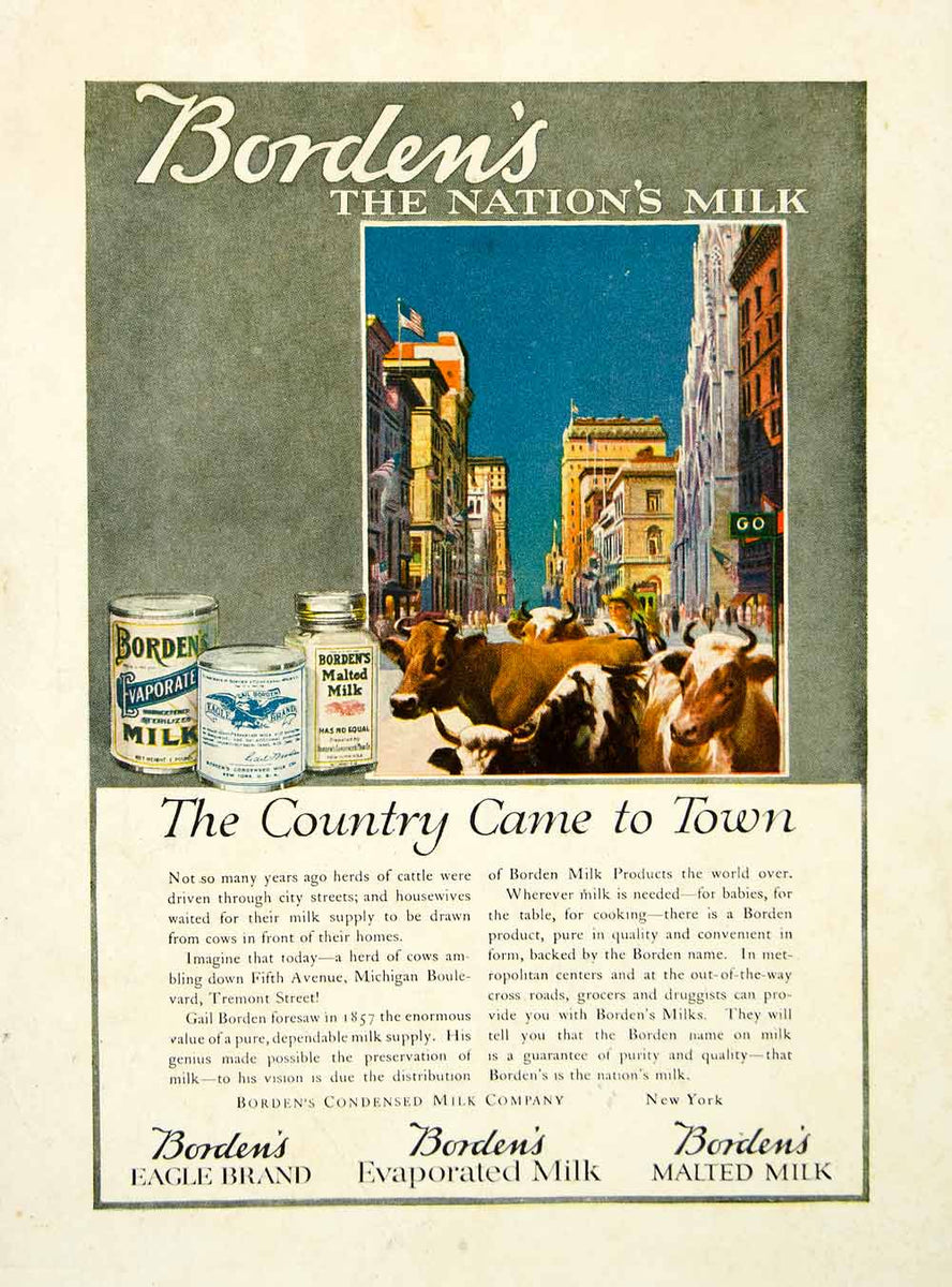 1918 Ad Borden's Evaporated Malted Eagle Brand Milk Condensed Dairy Ca