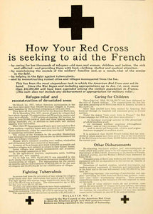 1918 Ad Red Cross WWI France Medical Aid Refugee Relief Tuberculosis YRC1