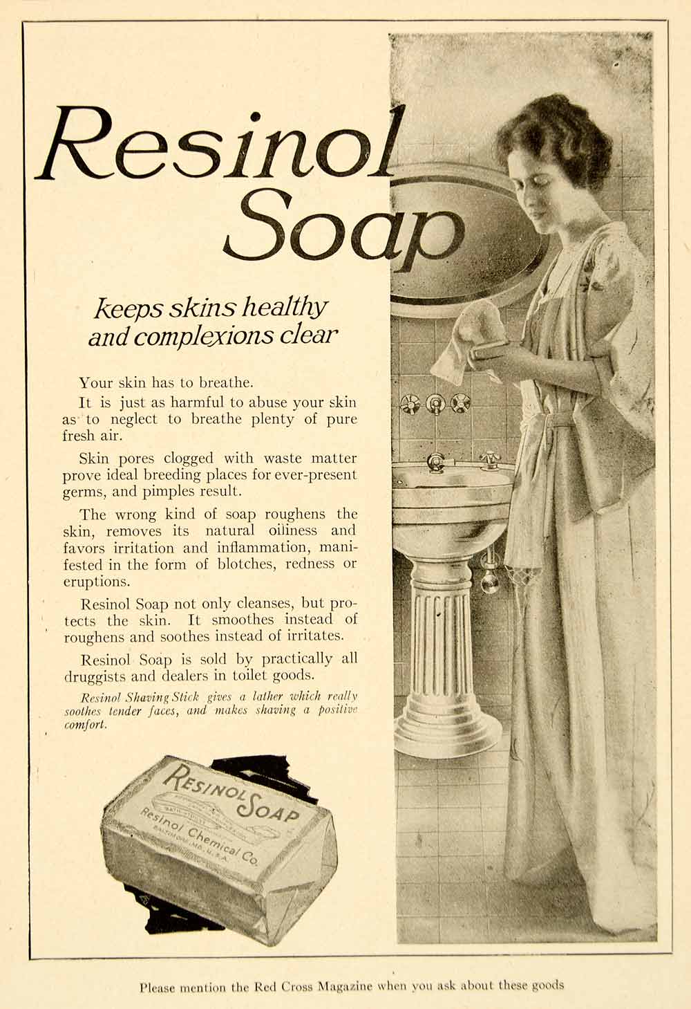 1918 Ad Resinol Soap Baltimore Maryland Bathroom Hygiene Sink Skin YRC –  Period Paper Historic Art LLC