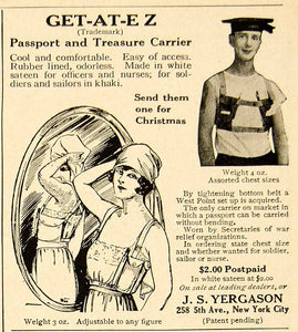 1918 Ad Get-At-E-Z J.S. Yergason 258 5th Ave New York Passport Treasure YRC1