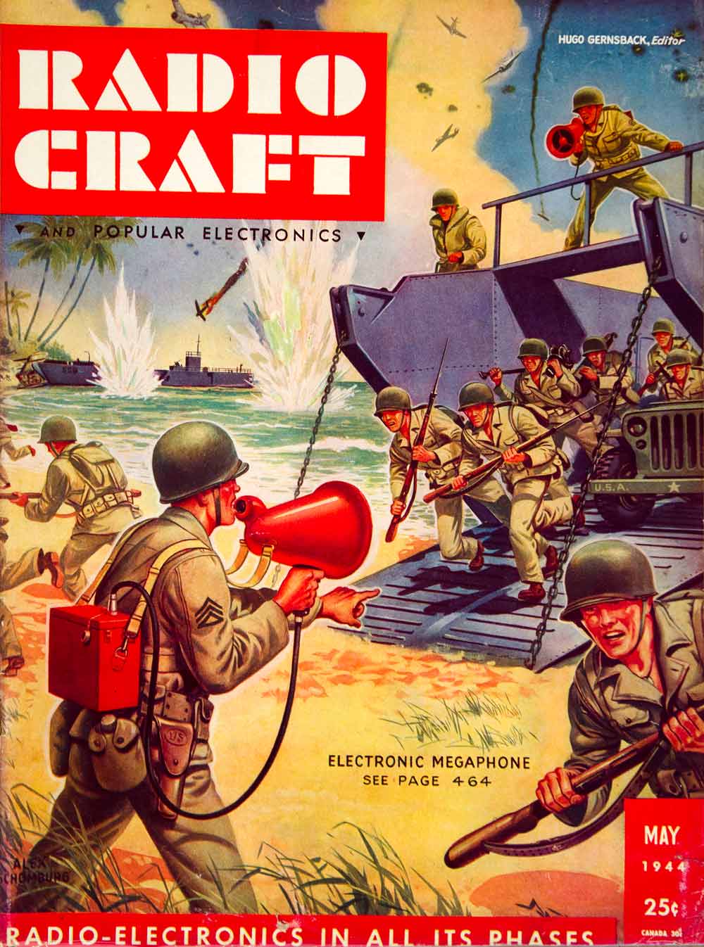 1944 Cover Radio Craft Popular Electronics Megaphone Navy World War II YRC2
