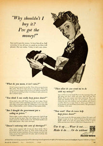 1944 Ad Woman Purse Packages World War II Advertising Council Money YRC2 - Period Paper
