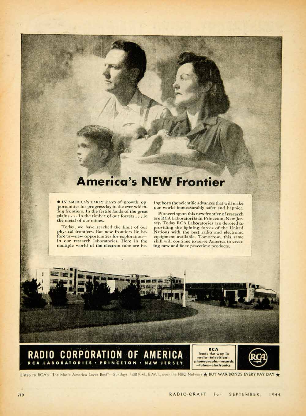 1944 Ad Radio Corporation America Princeton New Jersey World War II Effort YRC2