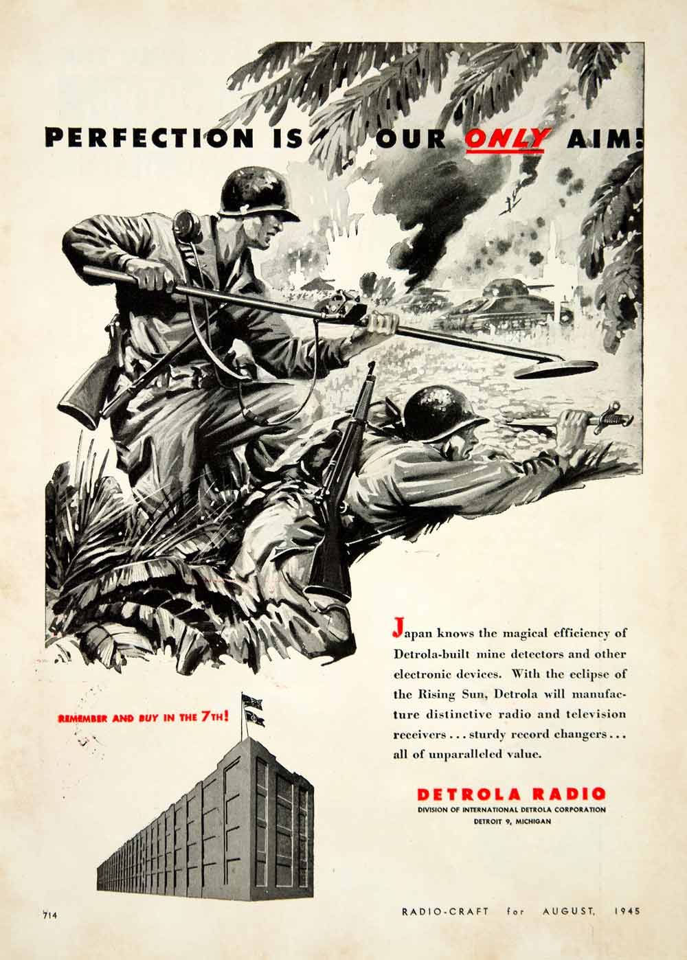 1945 Ad Detrol International Radio Communication World War II Soldier Metal YRC2