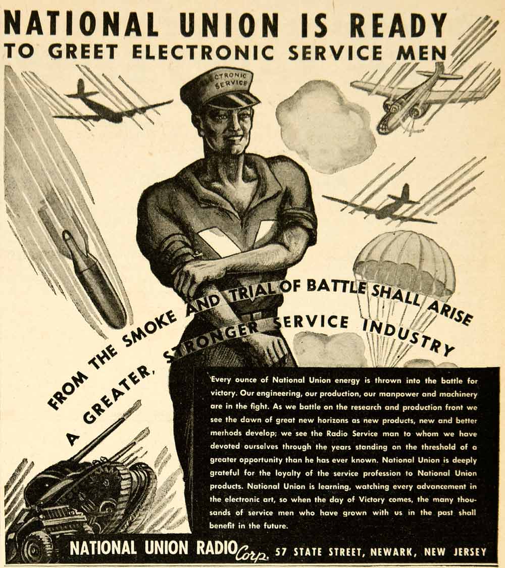 1943 Ad National Union Radio Electronic Service Men Soldier World War II YRC2