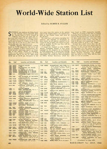 1944 Article Worldwide Station List World War II Elmer R. Fuller YRC2 - Period Paper
 - 1