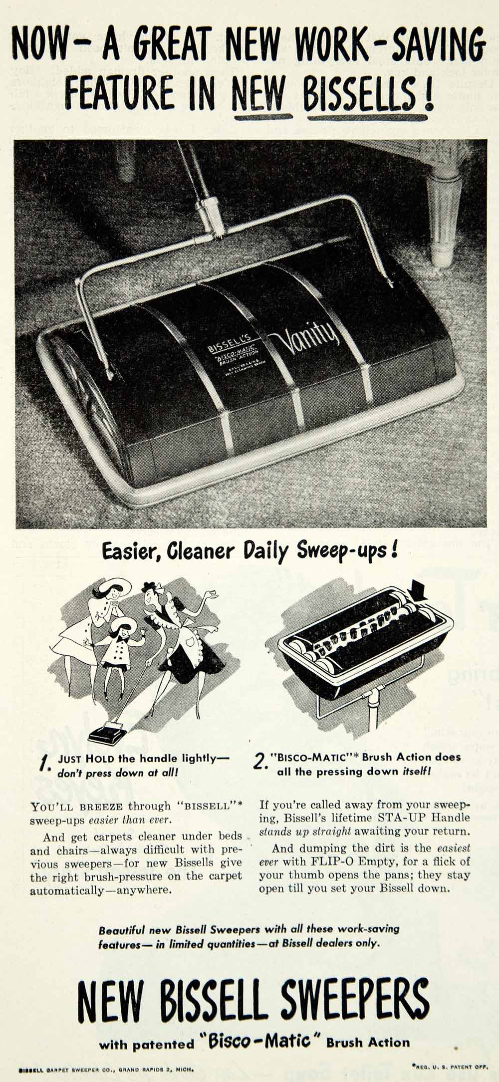 1946 Ad Vintage Bissell Carpet Sweeper Rug Cleaning Appliance Grand Rapids YRM1