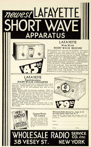 1931 Ad Lafayette Short Wave Apparatus Wholesale Radio 38 Vesey Street YRN1