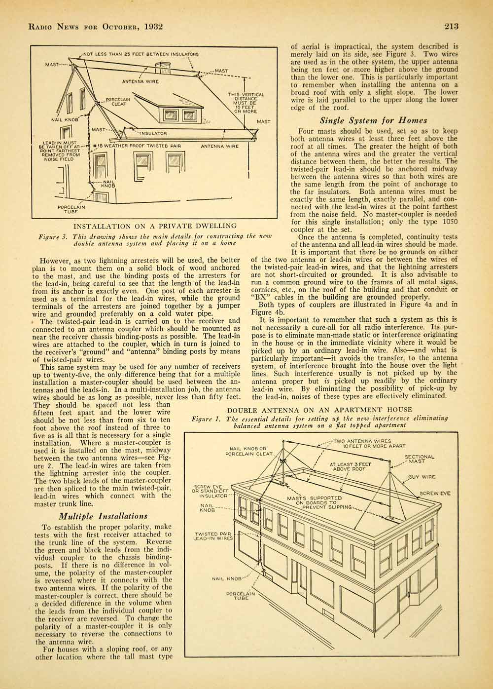 1932 Article Balanced Aerial System Interference Thomas McClary Radio YRN1