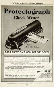 1917 Ad 1918 Model Todd Protectograph Check Writer Machine Finance Banking YRR1