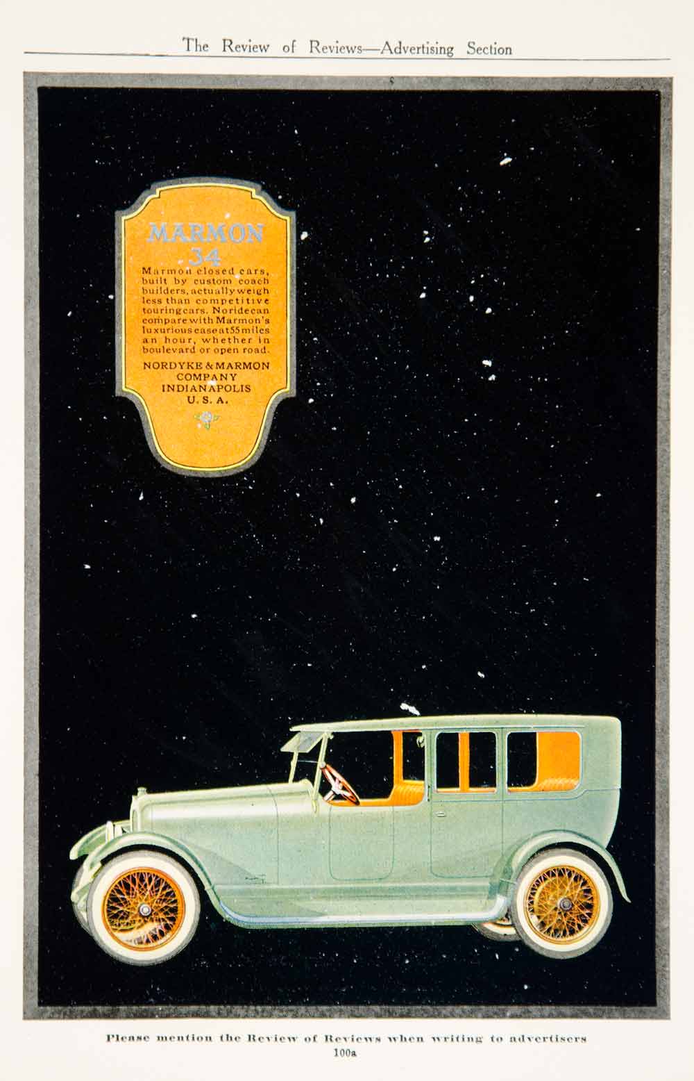 1917 Ad 1918 Nordyke & Marmon 34 Automobile Brass Era Car Transportation YRR1