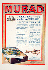 1917 Ad Murad Turkish Egyptian Cigarettes Smoking Tobacco World War I Era YRR1