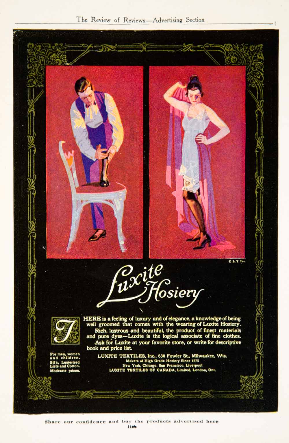 1917 Ad Coles Phillips Art Deco Luxite Hosiery Clothing Fashion Stockings YRR1