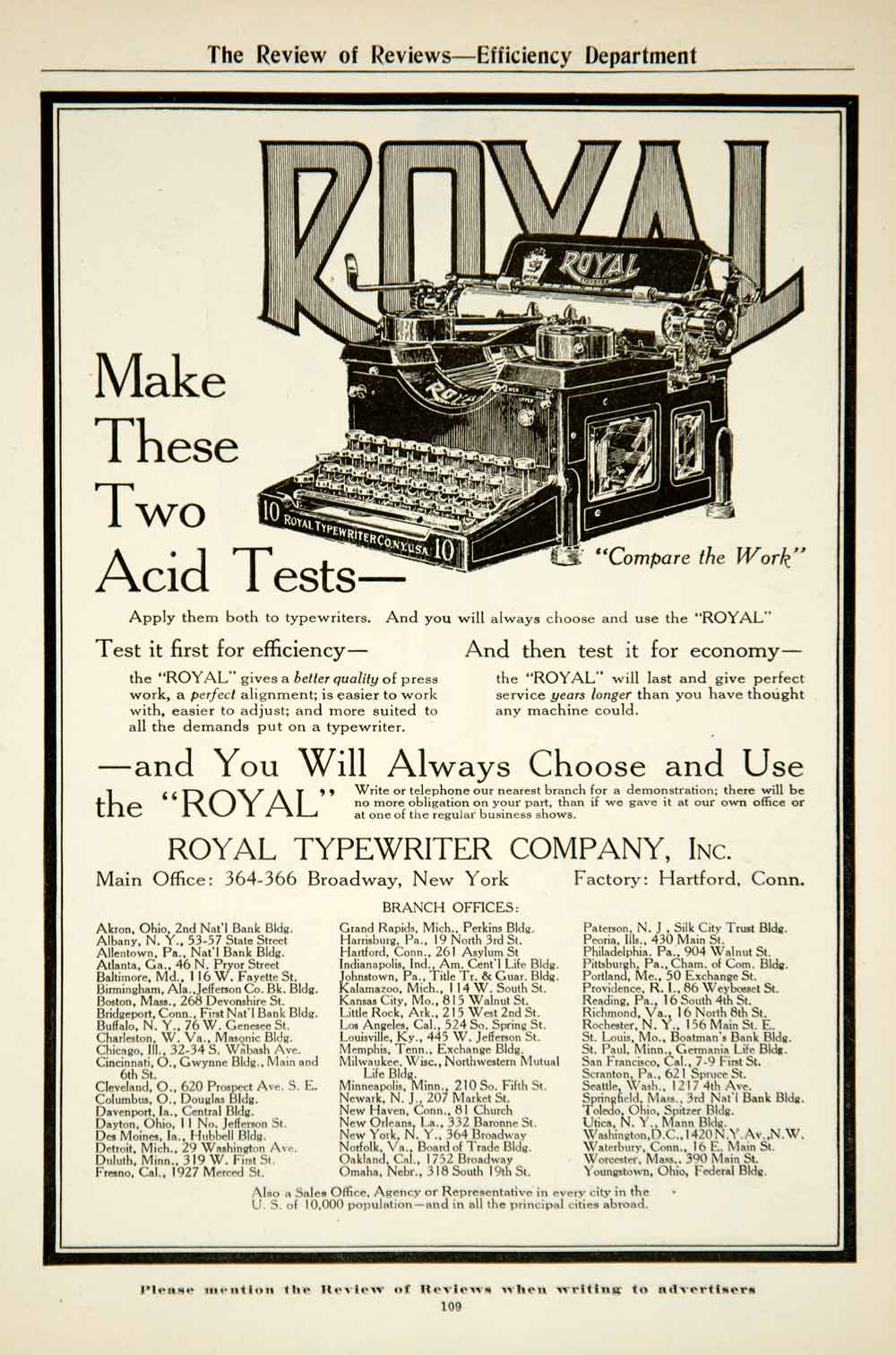 1917 Ad Royal Typewriter Office Equipment Machine World War I Era Secretary YRR1