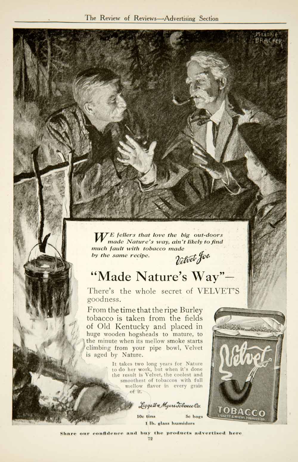 velvet pipe tobacco review 1917 Ad M Leone Bracker Art Velvet Pipe Tobacco Smoking Liggett & Myers YRR1